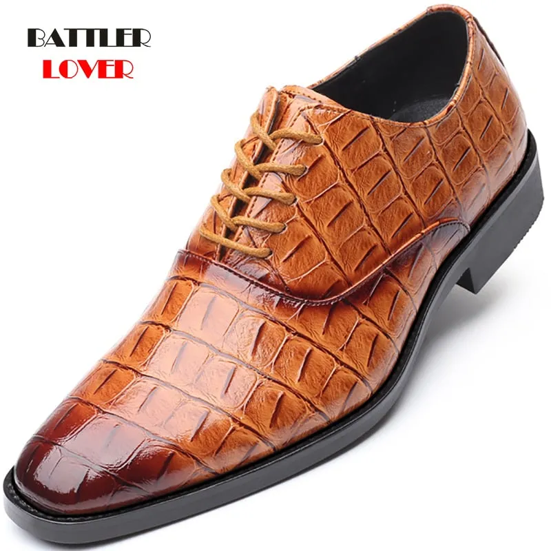 2019 Men Formal Shoes Office Social Designer Men's Crocodile Genuine Leather Wedding Luxury Elegant Male Business Dress Shoes Shoes With Flat Insoles