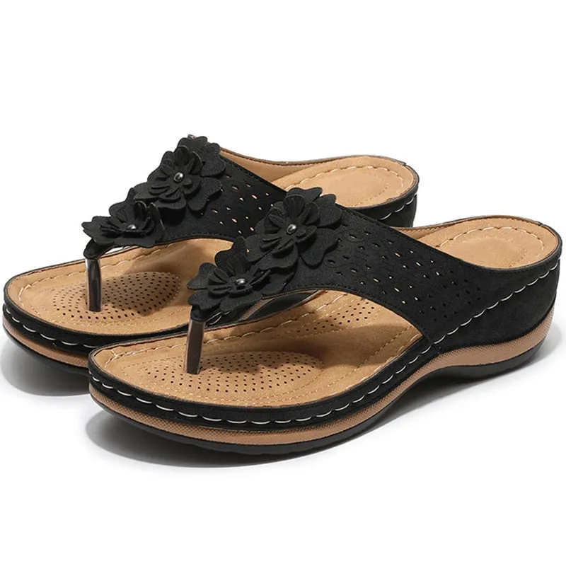 2021 Women Sandals Bohemia Style Summer Shoes Women Heels Sandals Flowers Wedges Shoes Sandalias Mujer Beach Women Flip Flops Boc Flip Flops