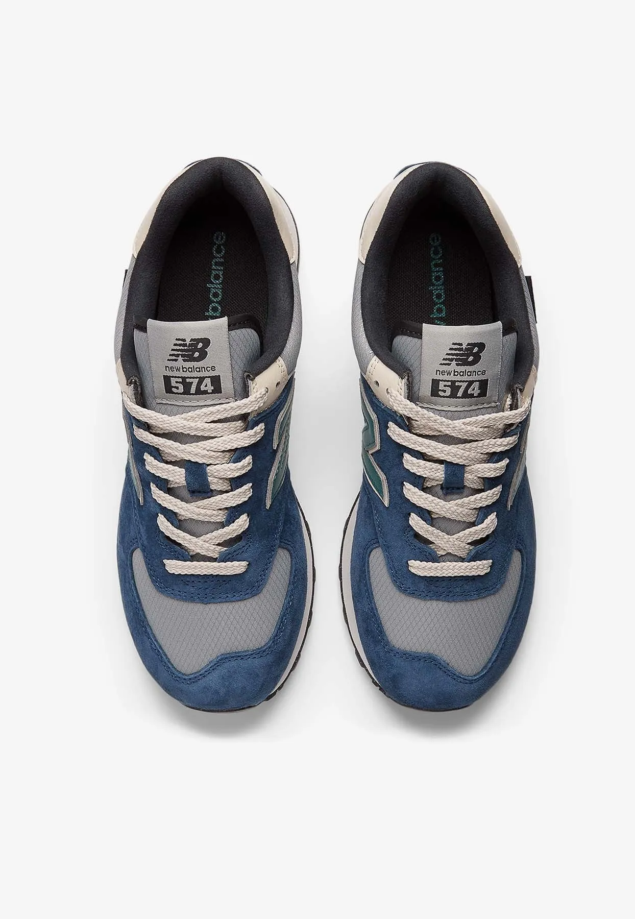 574 Low-Top Sneakers in NB Navy with Slate Grey and New Spruce New Balance 574 Linen Sea Salt