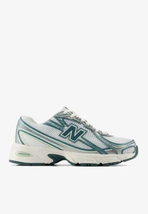 740 Low-Top Sneakers in White with Marsh Green and Sea Salt New Balance Blue Orange