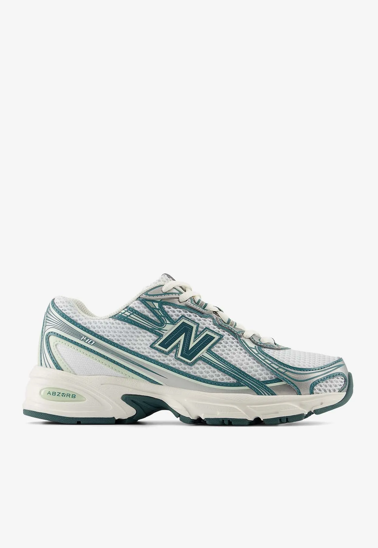 New Balance 475 Sizing 740 Low-Top Sneakers in White with Marsh Green and Sea Salt
