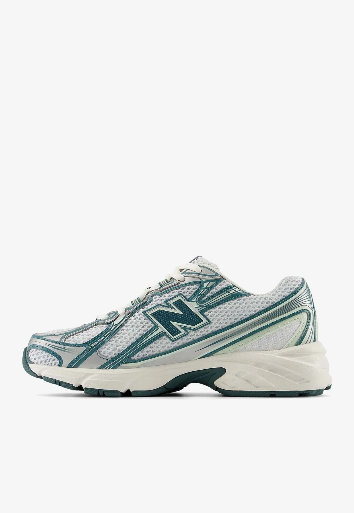 740 Low-Top Sneakers in White with Marsh Green and Sea Salt New Balance Woman Sneakers