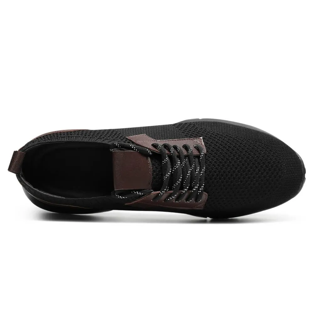 Slip On Sneakers Walmart 7CM/2.76Inches CMR CHAMARIPA Black Knit Fabric Elevator Sneakers for Men - Elevate Your Outdoor Casual Style