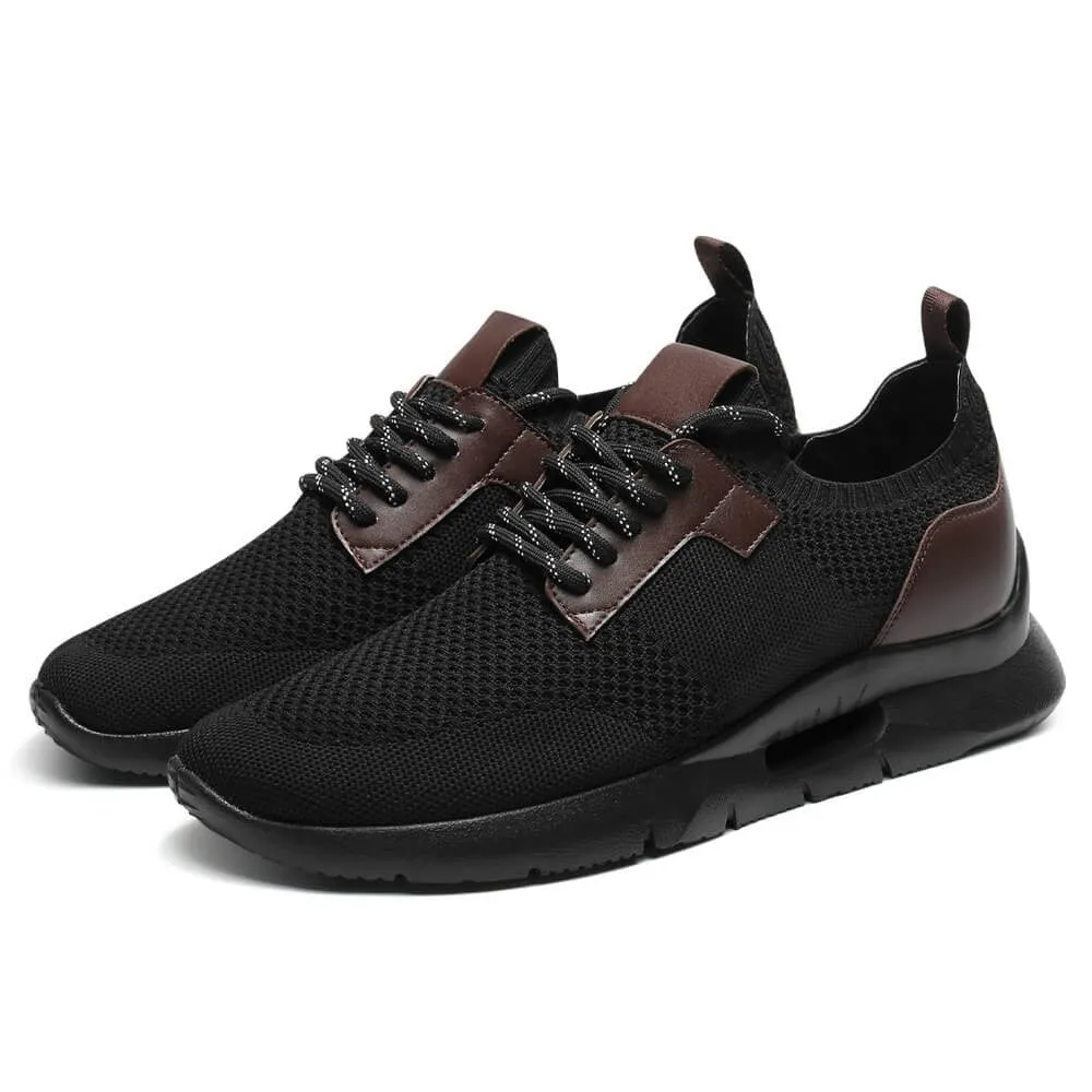 Ralph Lauren Sneakers 7CM/2.76Inches CMR CHAMARIPA Black Knit Fabric Elevator Sneakers for Men - Elevate Your Outdoor Casual Style