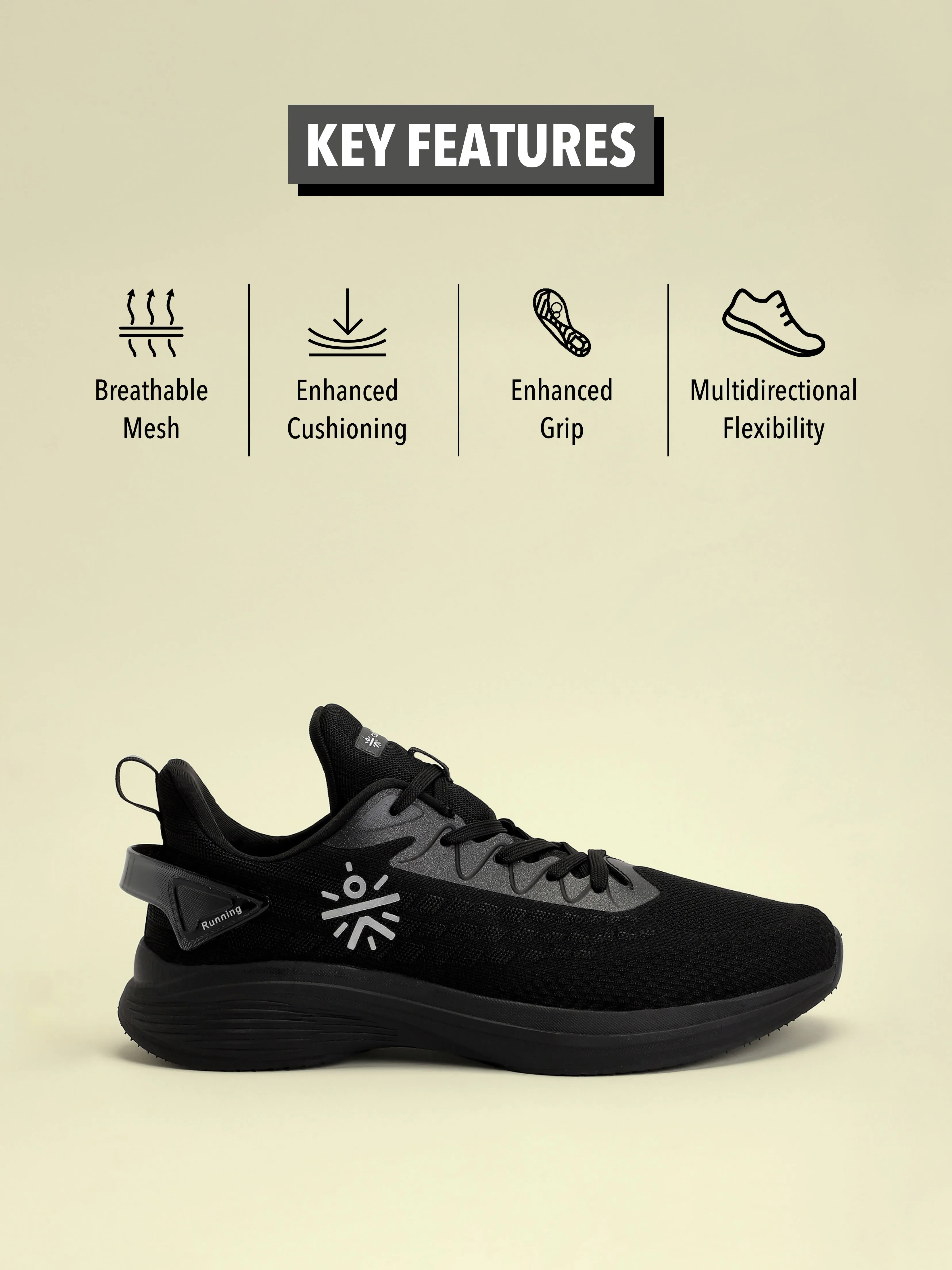 Fashionable Running Shoes Active Men Running Shoes - Black