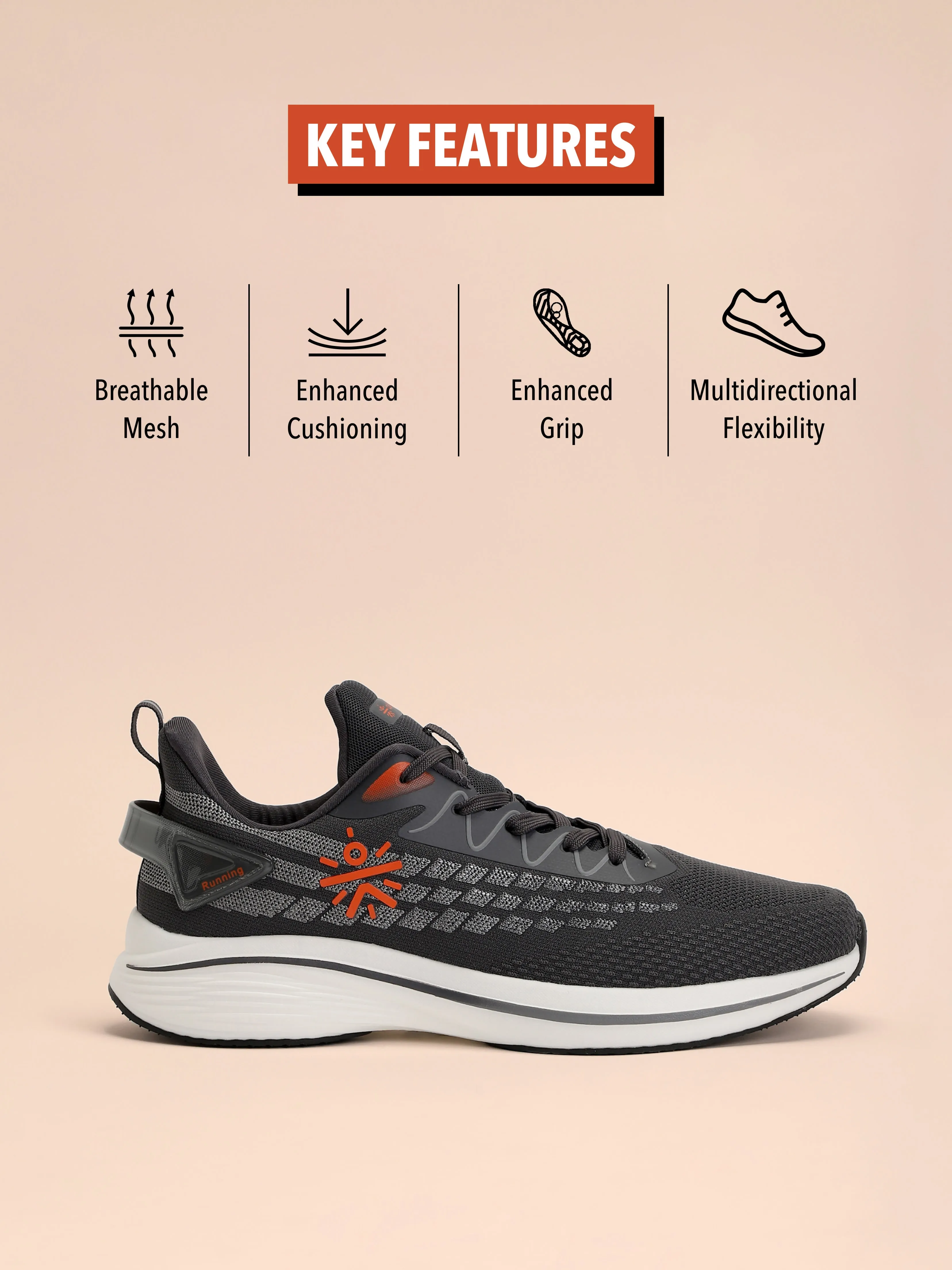 Best Running Shoes For Syndrome Active Men Running Shoes - Dark Grey