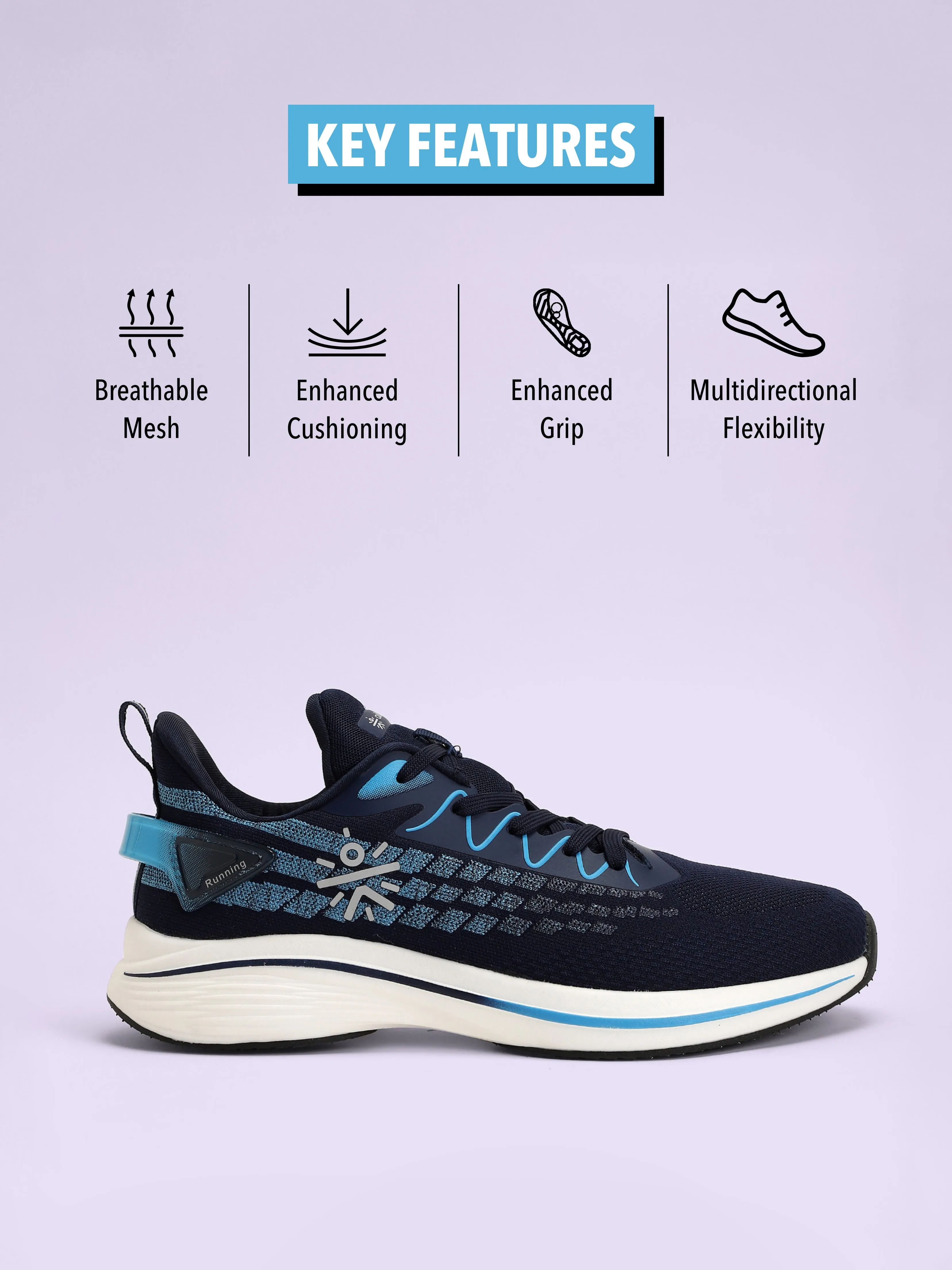 Running Shoes Supination Active Men Running Shoes - Navy Blue