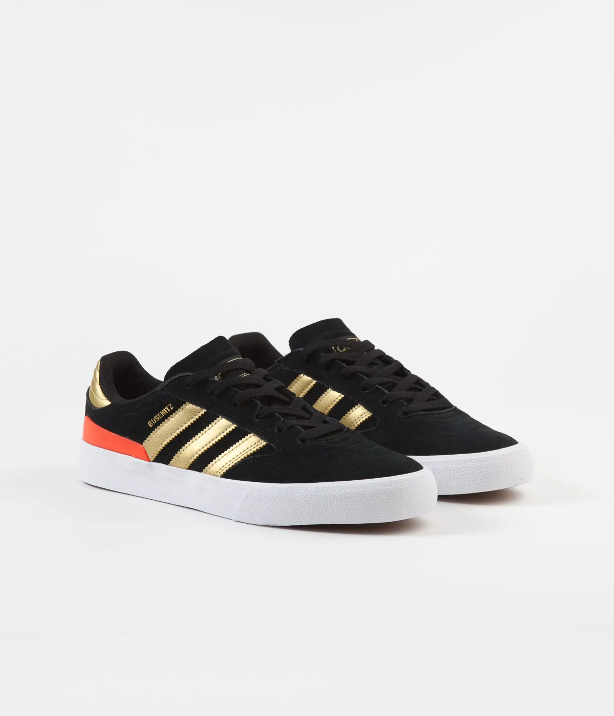 Adidas Running Shoes Classic Adidas Busenitz Vulc II Shoes - Core Black / Gold Metallic / Solar Red