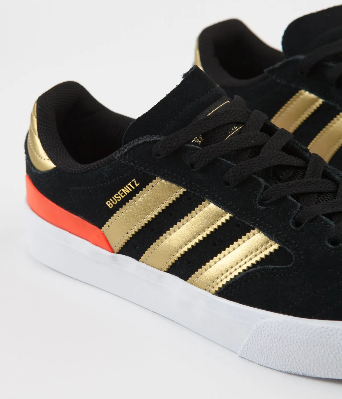Adidas Busenitz Vulc II Shoes - Core Black / Gold Metallic / Solar Red Own The Game 3 Shoes Adidas