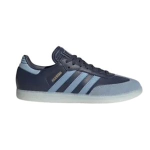 Adidas Originals Superstar Shoes Adidas Men's Samba Argentina Indoor Soccer Shoes - Shadow Navy / Ambient Sky / Gold Metallic