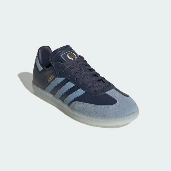 Adidas Men's Samba Argentina Indoor Soccer Shoes - Shadow Navy / Ambient Sky / Gold Metallic Adidas Shoes Warranty