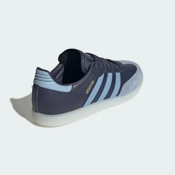 Adidas Daily 4.0 Shoes Adidas Men's Samba Argentina Indoor Soccer Shoes - Shadow Navy / Ambient Sky / Gold Metallic