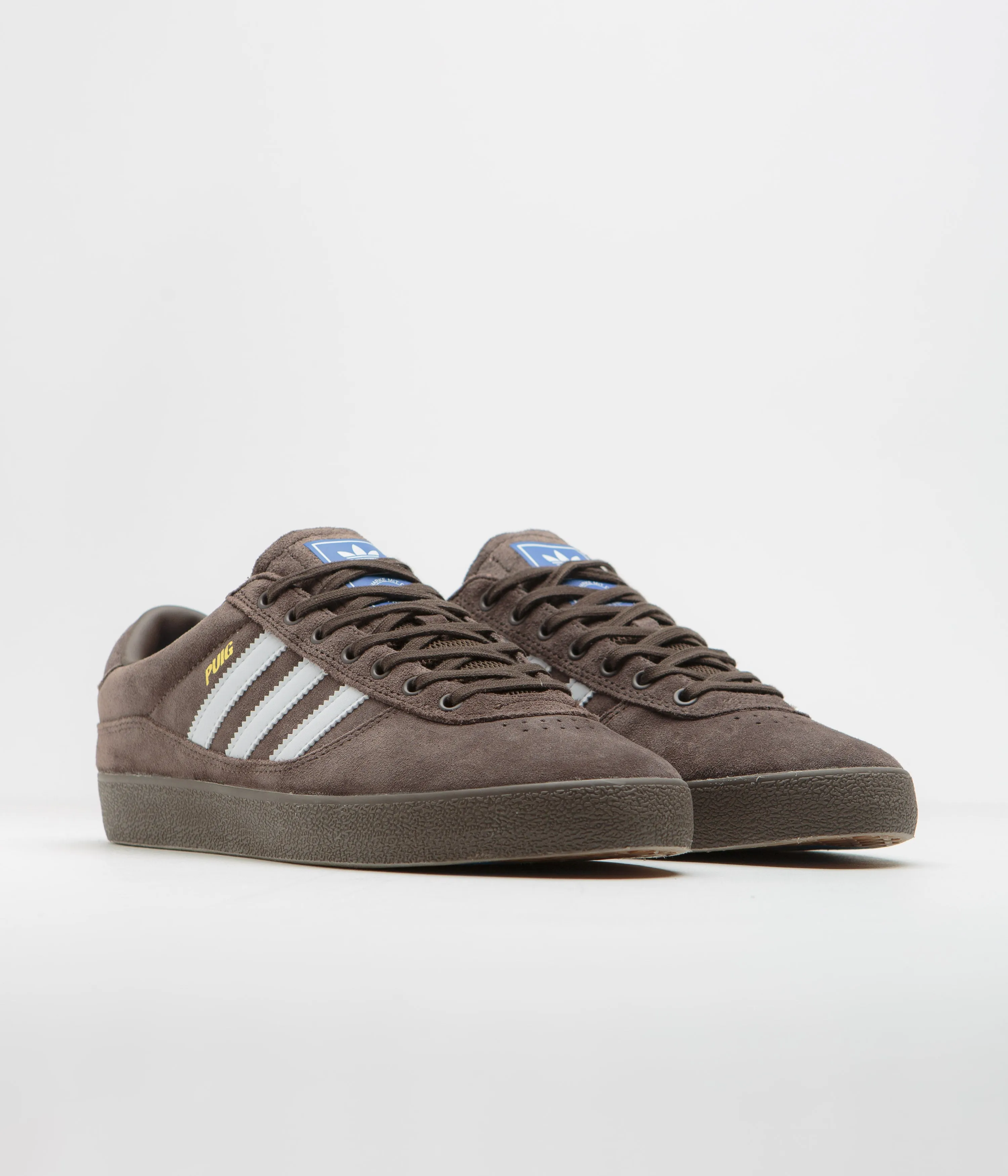 Adidas Puig Indoor Shoes - Brown / FTWR White / Bluebird Pharrell Adidas Shoes
