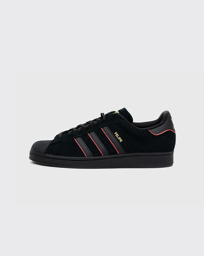 Don Adidas Basketball Shoes Adidas Superstar ADV x Felipe Gustavo Shoe - Black/Scarlet/Gold