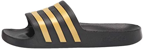 adidas Unisex Adilette Aqua Slides Sandal, Core Black Gold Metallic Core Black, 4 US Men Adidas Ankle High Shoes