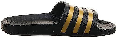 Adidas Shoes Jogger adidas Unisex Adilette Aqua Slides Sandal, Core Black Gold Metallic Core Black, 4 US Men