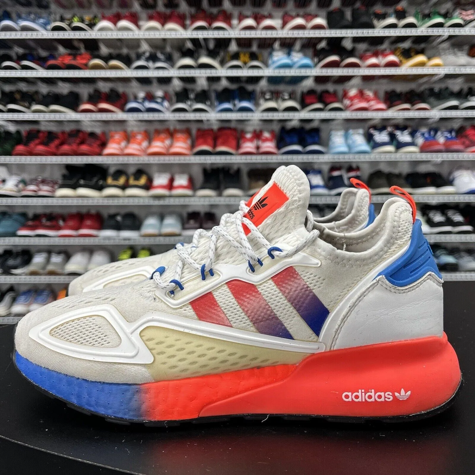 Adidas ZX 2K Boost (FV9996) "Cloud White/Solar Red/Blue" Men's Size 9.5 Adidas Soccer Shoes