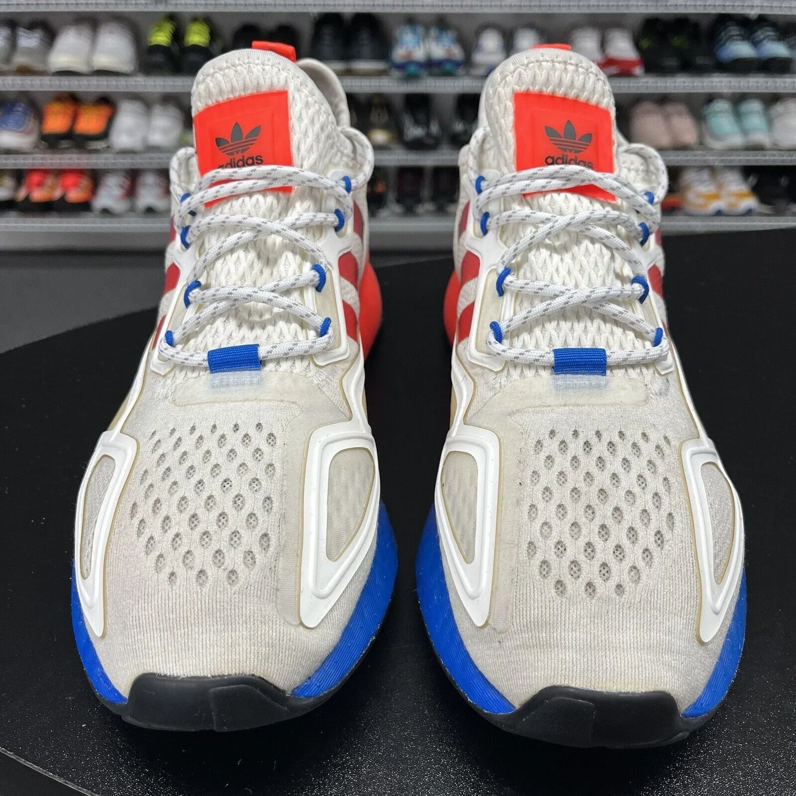 Ocean Plastic Shoes Adidas Adidas ZX 2K Boost (FV9996) "Cloud White/Solar Red/Blue" Men's Size 9.5