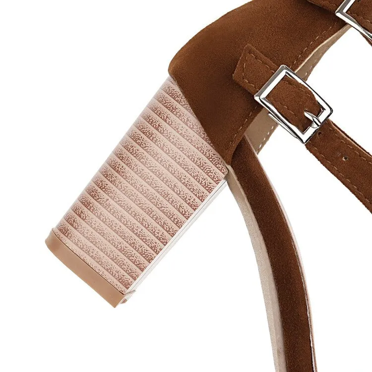 Swimming Sandals Women's's Hollow Out Suede Open Toe Block Heels Sandals