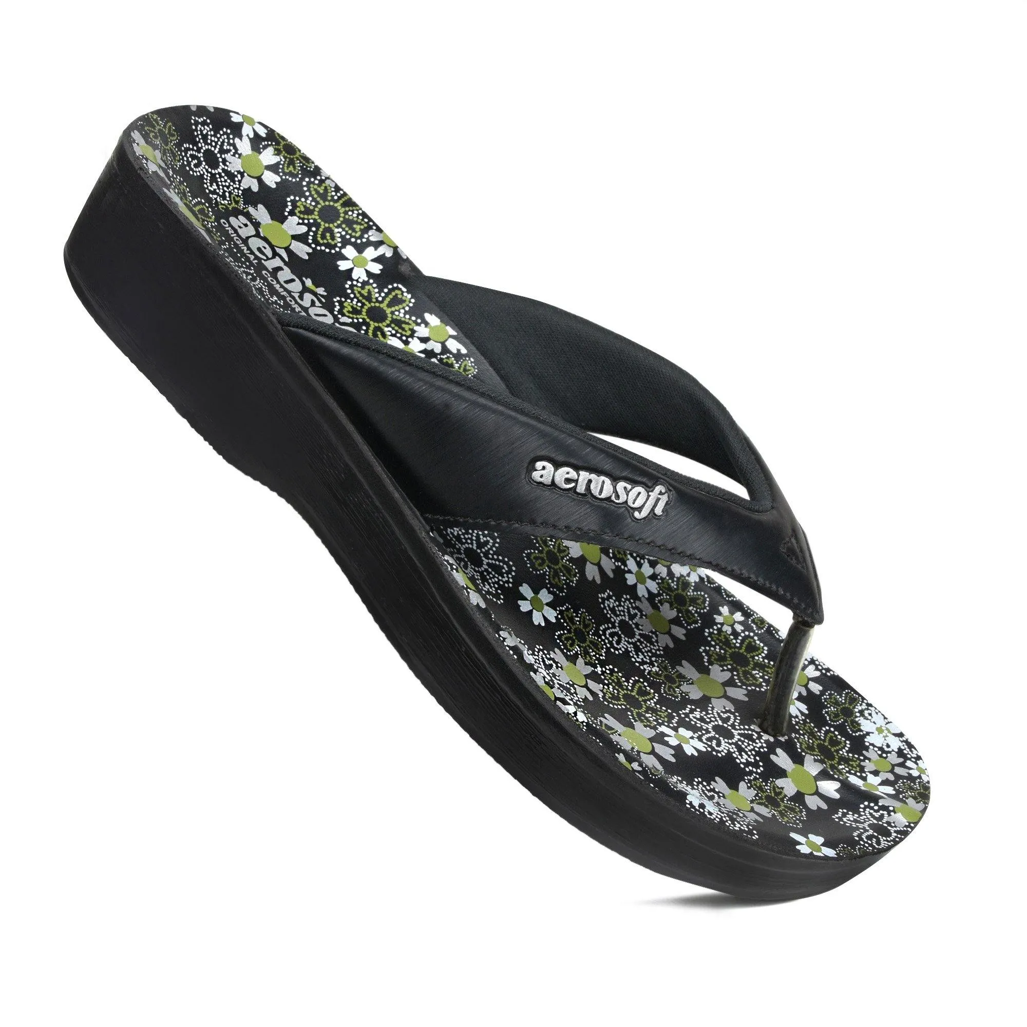 Aerosoft - Anette A0815 Floral Summer Vacation Essentials Arch Support Flip Flops For Women Upcycled Flip Flops