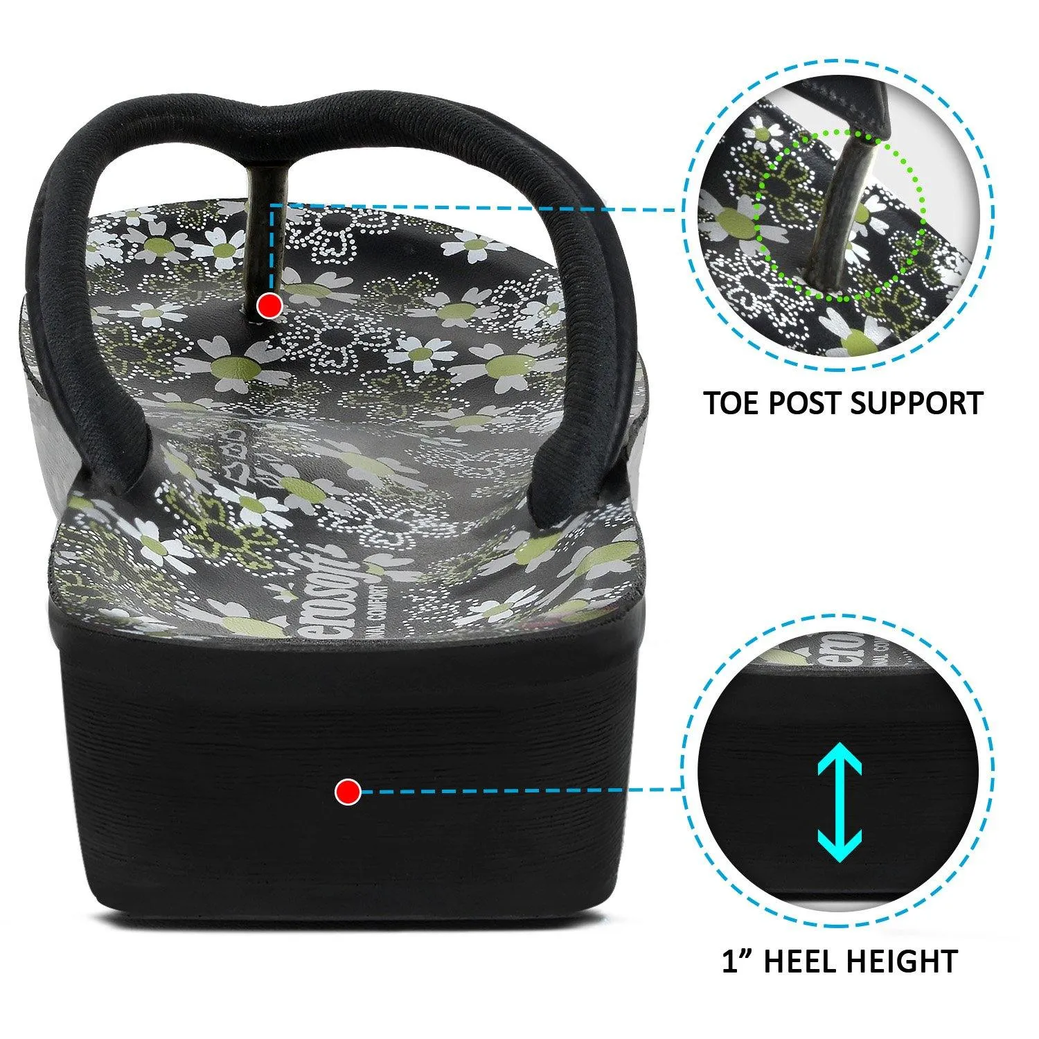 Trump Flip Flopping Aerosoft - Anette A0815 Floral Summer Vacation Essentials Arch Support Flip Flops For Women