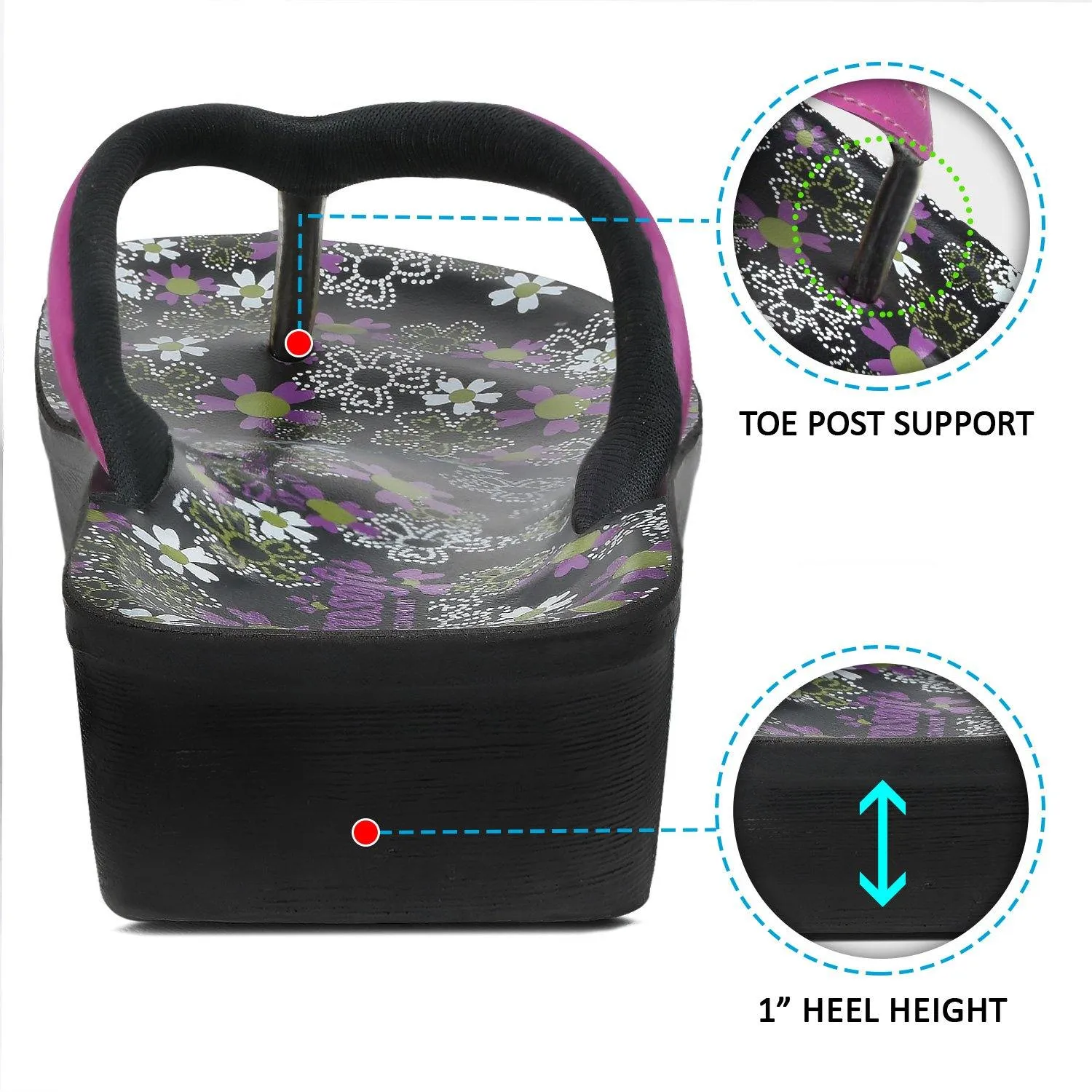 Aerosoft - Anette A0815 Floral Summer Vacation Essentials Arch Support Flip Flops For Women New Flip Flops