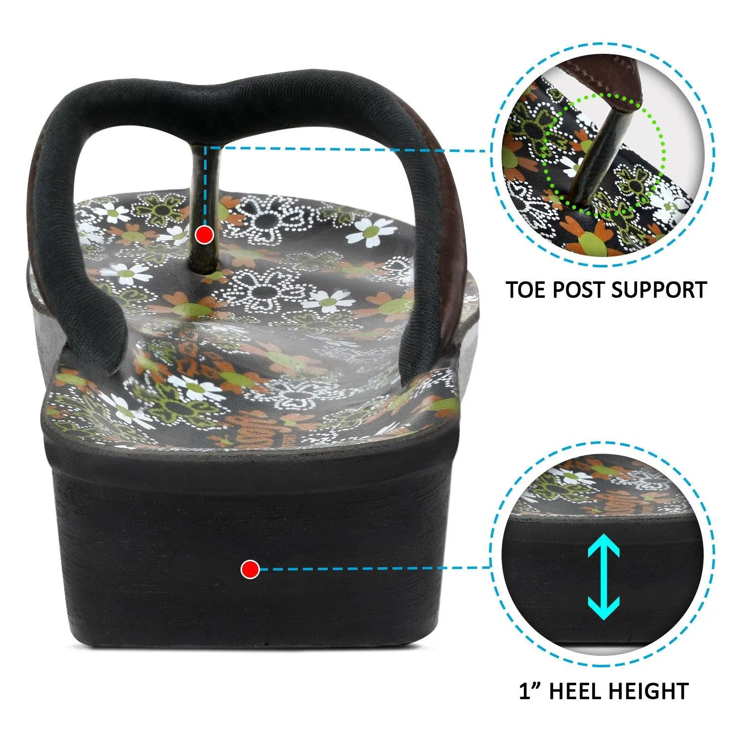 Aerosoft - Anette A0815 Floral Summer Vacation Essentials Arch Support Flip Flops For Women Designer Pool Flip Flops