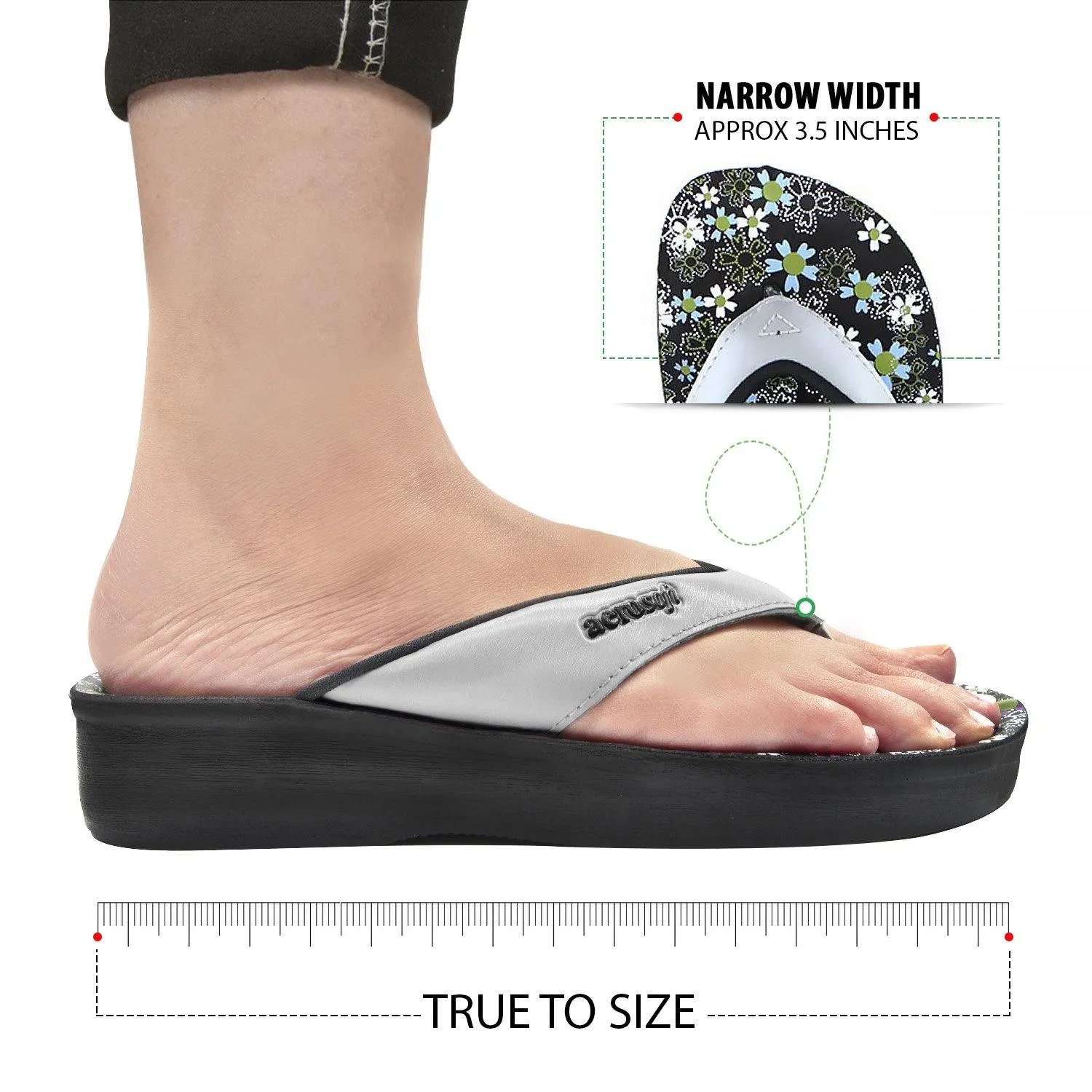 Aerosoft - Anette A0815 Floral Summer Vacation Essentials Arch Support Flip Flops For Women Flip Flops With Pineapple