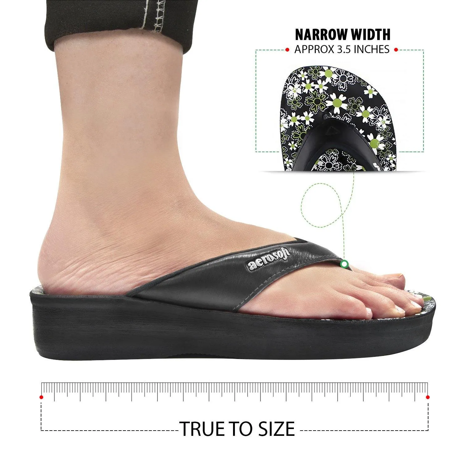 Flip Flops Gel Pads Aerosoft - Anette A0815 Floral Summer Vacation Essentials Arch Support Flip Flops For Women