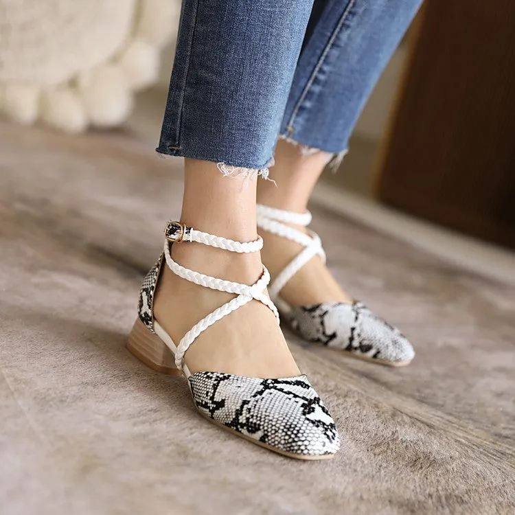 Women's's Ankle Strap Flower Printed Block Heels Sandals Sandals Bahamian