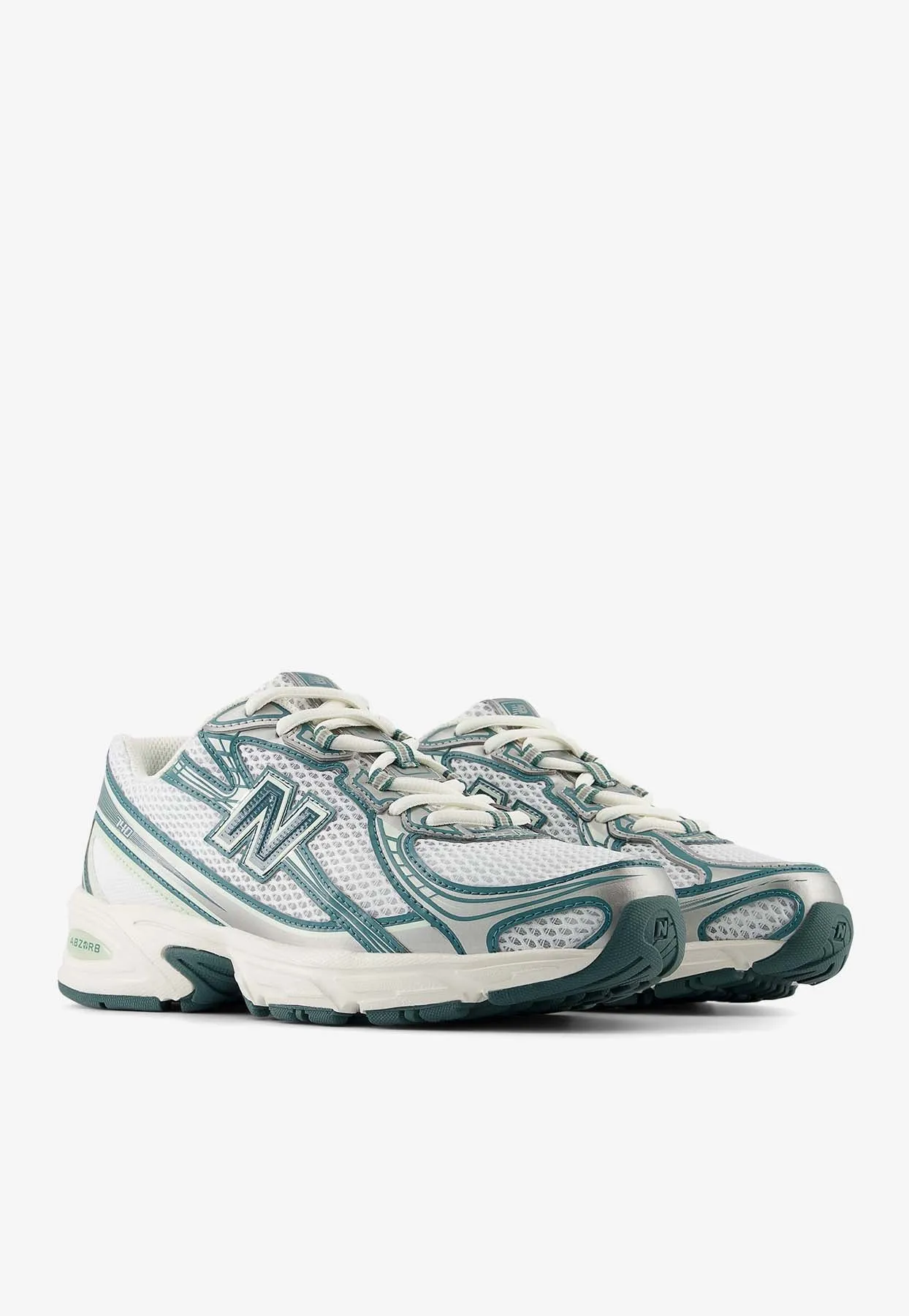 740 Low-Top Sneakers in White with Marsh Green and Sea Salt New Balance Sale Running Shoes