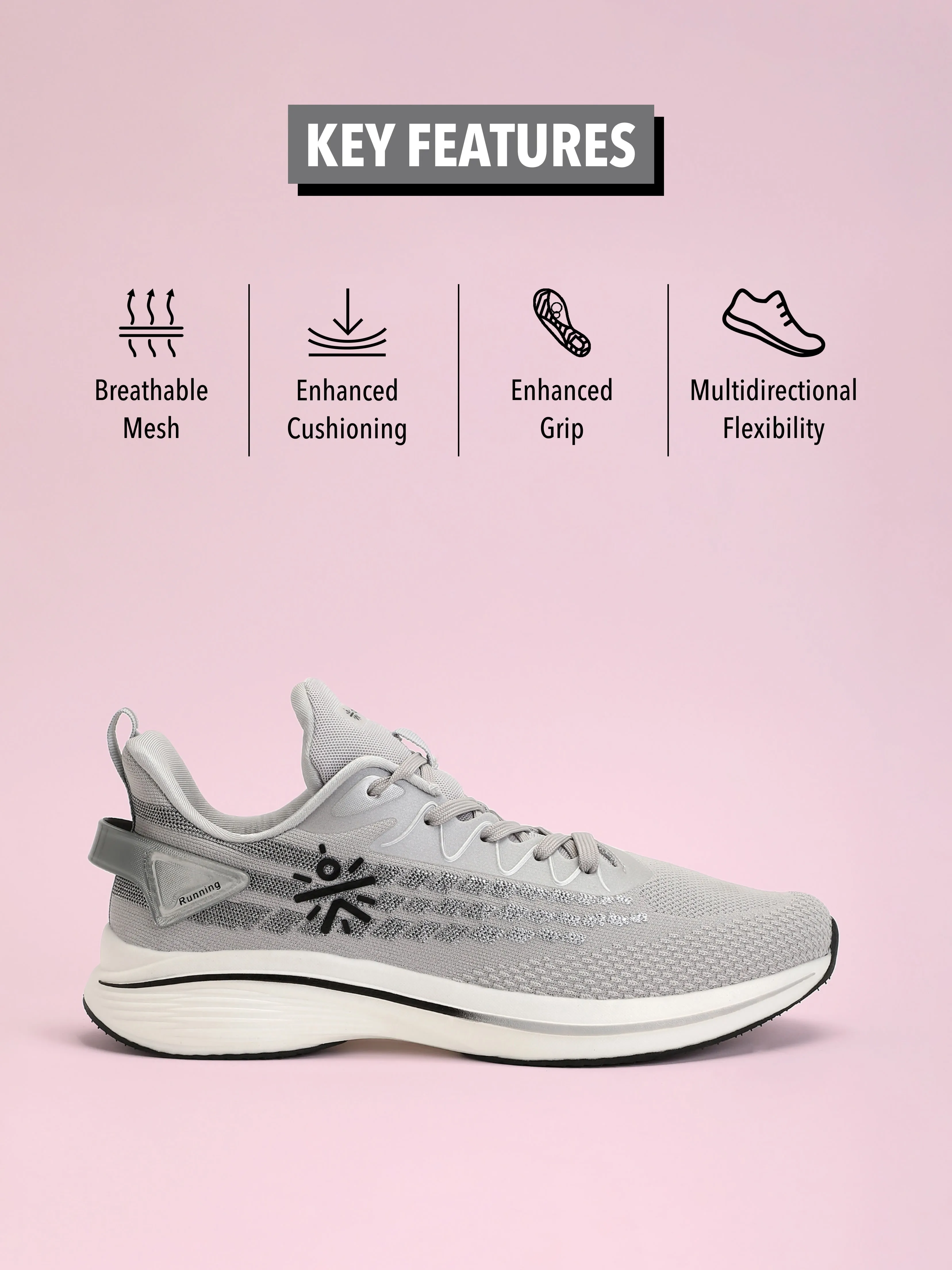 Active Men Running Shoes - L.Grey Lifestyle Running Shoes