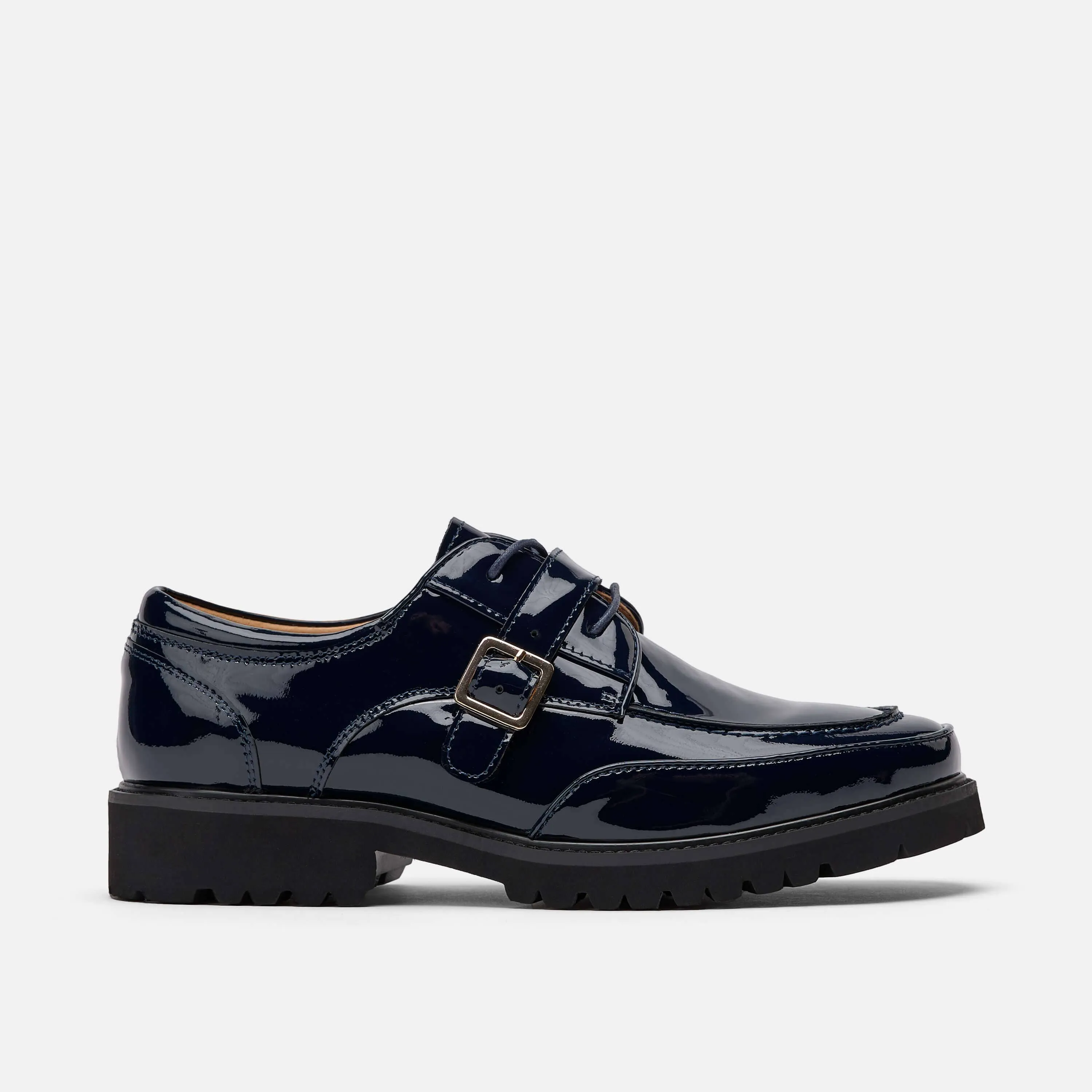 Ms. Atlas Navy Patent Leather Lug Derby Arcopedico Oxfords