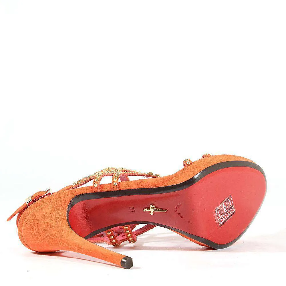 Cesare Paciotti Women's Designer Shoes Red High-Heel Platform Sandals (CPW549) Gladiator Flat Sandals