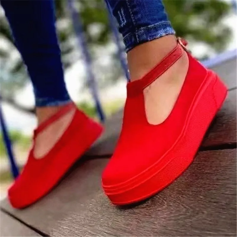 Loafers And Legends Amozae-Back  To School Outfit   2024 New Women's Platform Vulcanized Summer Flats Women Casual Loafers Plus Size Female Buckle Strap Shoes Fashion Footwear