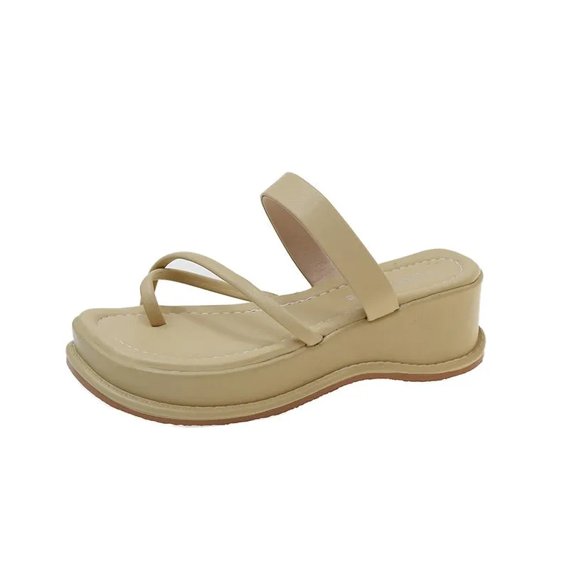 Amozae--Back to school outfit   Casual Women Platform Slippers 2024 Summer New Wedges Beach Sandals Flip Flops Walking Slides Women Shoes Zapatillas De Mujer Nike Flip Flops