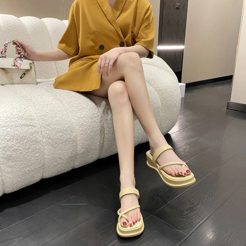 Better In Flip Flops Amozae--Back to school outfit   Casual Women Platform Slippers 2024 Summer New Wedges Beach Sandals Flip Flops Walking Slides Women Shoes Zapatillas De Mujer