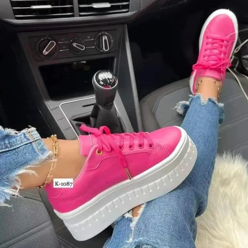 Amozae-Sneakers for Women's 2024 New Fall Outdoor Fashion Tennis Lace Up Canvas Casual Walking Breathable Vulcanized Shoes Plus Size 43 Loafers With Trousers