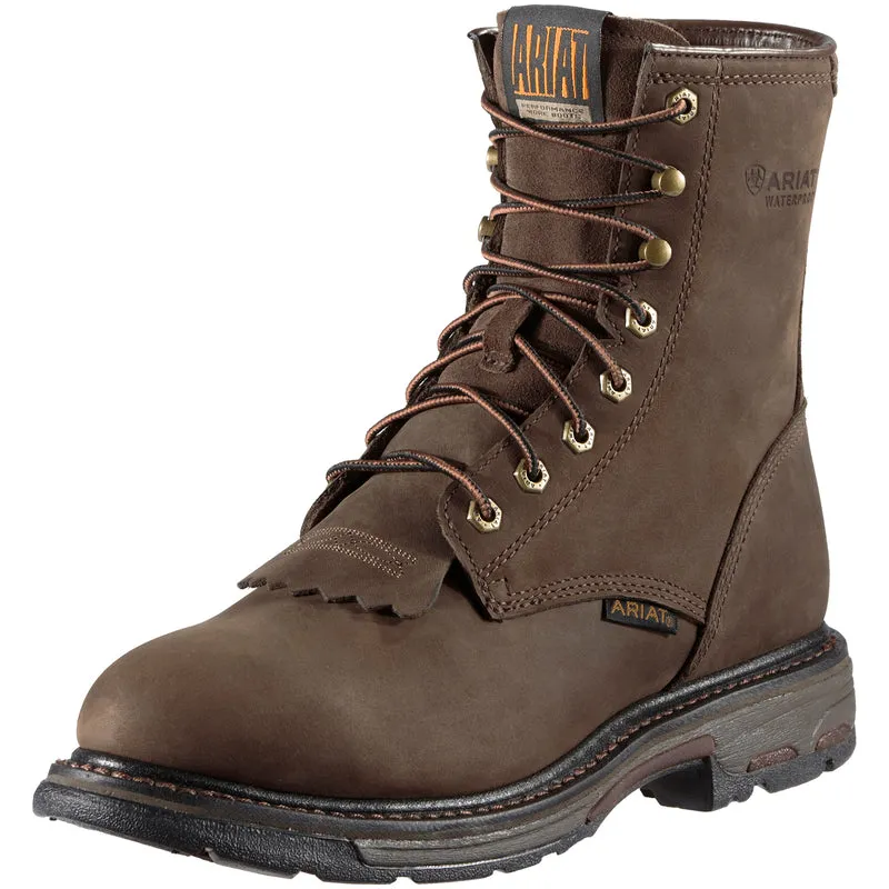 'Ariat' Men's 8" WorkHog WP Soft Toe - Oily Distressed Brown Best Work Boots For Overpronation