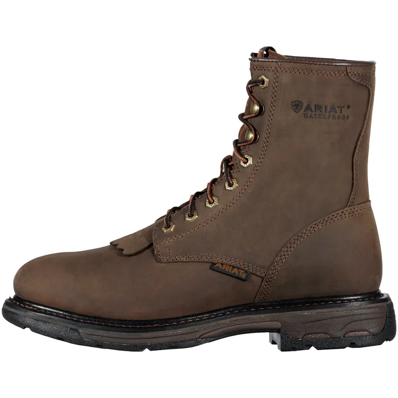 'Ariat' Men's 8" WorkHog WP Soft Toe - Oily Distressed Brown Best Work Boots For Cold Weather