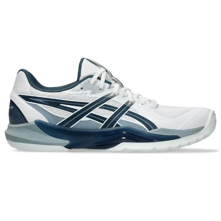 Djokovic Asics Tennis Shoes Asics Powerbreak FF White & Vintage Indigo Men's Indoor Court Shoes