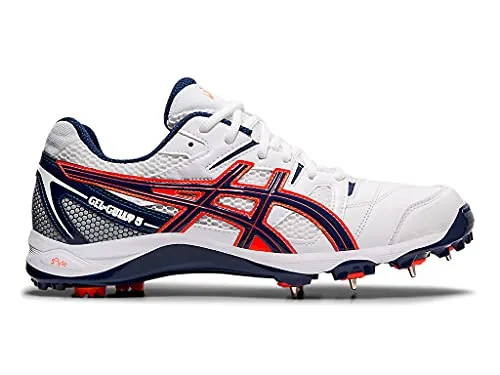 ASICS Men Gel-Peake 5 White/Blue Expanse Leather Cricket Shoes-6 UK (40 EU) (7 US) (P613Y) Asics One Shoes