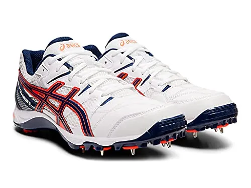 ASICS Men Gel-Peake 5 White/Blue Expanse Leather Cricket Shoes-6 UK (40 EU) (7 US) (P613Y) Asics Volleyball Shoes Uk