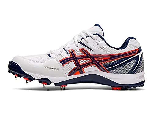 ASICS Men Gel-Peake 5 White/Blue Expanse Leather Cricket Shoes-6 UK (40 EU) (7 US) (P613Y) Asic Tigers Wrestling Shoes