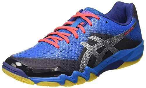 Asics Glide Golf Shoes ASICS Men's Gel-Blade 6 Print/Race Blue Badminton Shoes-10 UK/India (45 EU)(11 US) (R703N.402)