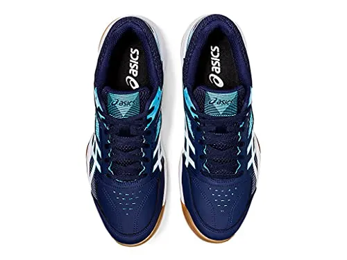 Asics Non Marking Badminton Shoes ASICS Men's Gel-Court Hunter Peacoat/Aquarium Leather Indoor Shoes-11 UK (46.5 EU) (12 US) (1071A020)