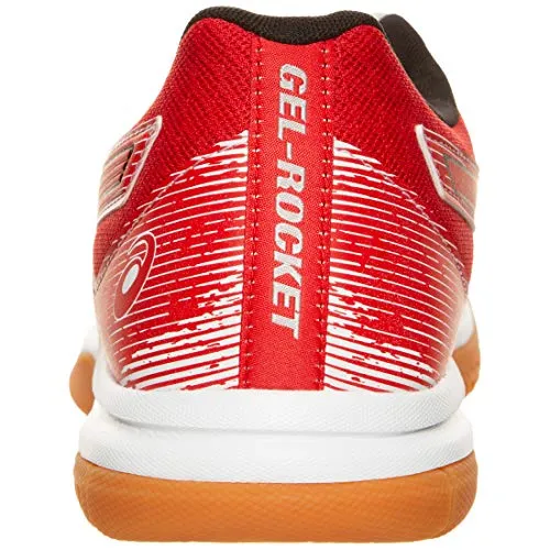 Asics Narrow Running Shoes ASICS Men's Gel-Rocket 9 White/Classic Red Badminton Shoes-11 UK (46.5 EU) (12 US) (1071A030)