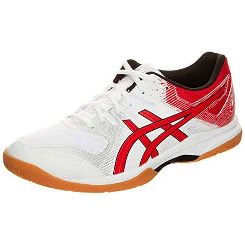 Asics Superblast Running Shoes ASICS Men's Gel-Rocket 9 White/Classic Red Badminton Shoes-11 UK (46.5 EU) (12 US) (1071A030)
