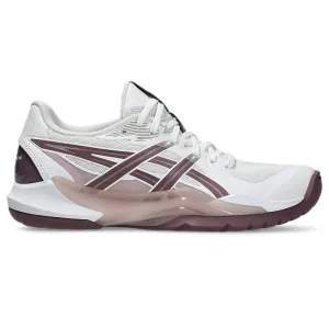 Asics Mesh Shoes Asics Powerbreak FF White & Dusty Mauve Women's Indoor Court Shoes