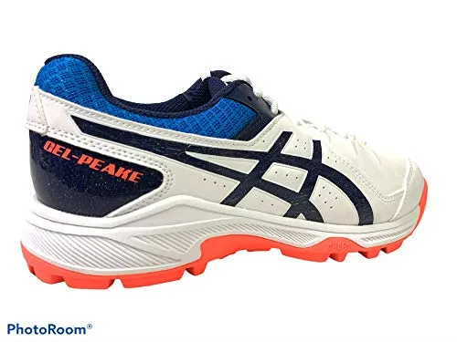 Asics Shoes Nimbus 24 ASICS Unisex-Adult Gel-Peake White/Peacoat Leather Cricket Shoes-10 UK (1113A023)